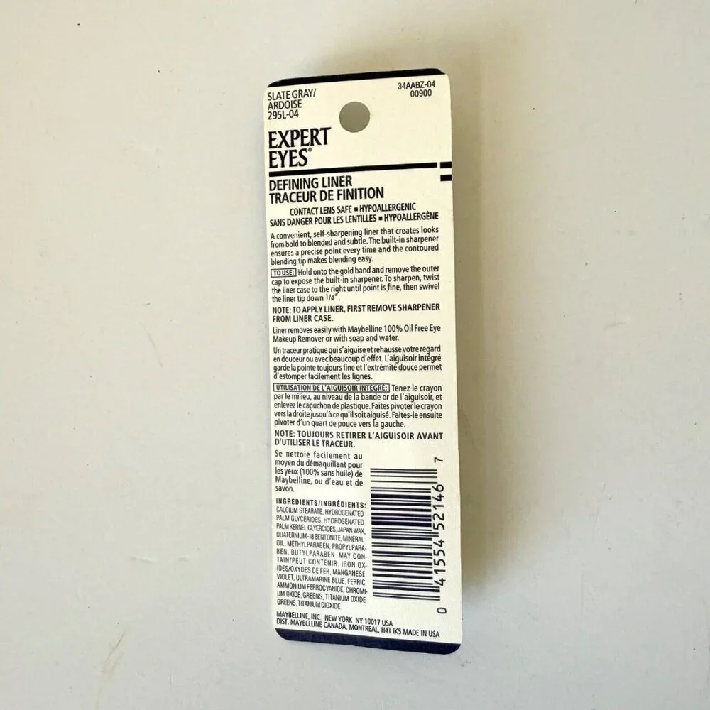 NEW Maybelline Expert Eyes Liner SLATE GRAY 0.01 oz Hypoallergenic Sharpener